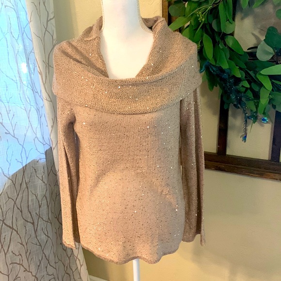 IMAN Sweaters - New Rose Gold Sequin Off Shoulder Eye Catching Sweater Medium